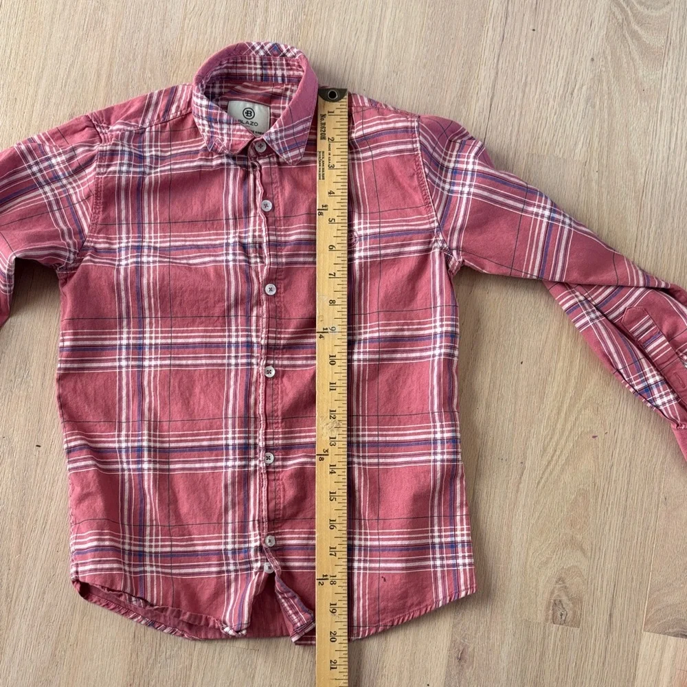 Boys' Red Plaid Button-Down Shirt -235sku